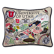 Quirks! Pillows Utah, University of Collegiate Embroidered Pillow by CatStudio