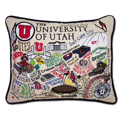 Quirks! Pillows Utah, University of Collegiate Embroidered Pillow by CatStudio