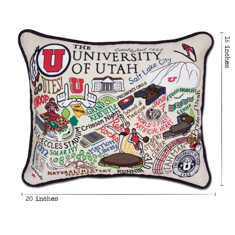 Quirks! Pillows Utah, University of Collegiate Embroidered Pillow by CatStudio