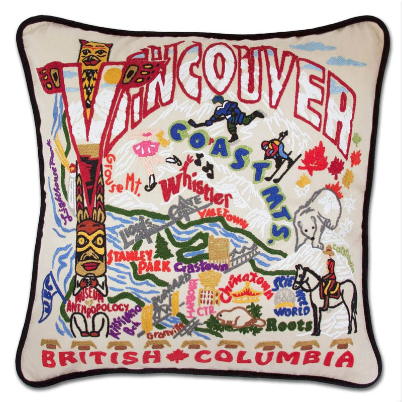Quirks! Pillows Vancouver Hand-Embroidered Pillow by CatStudio