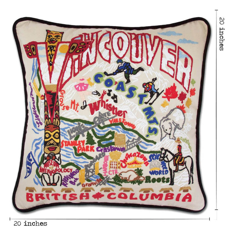 Quirks! Pillows Vancouver Hand-Embroidered Pillow by CatStudio
