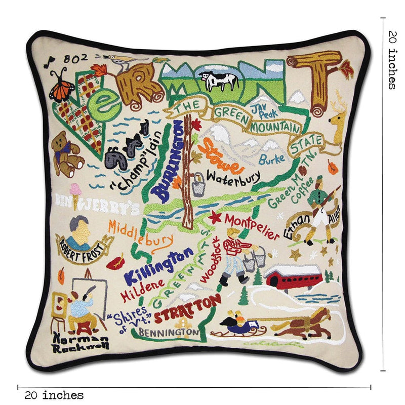Quirks! Pillows Vermont Hand-Embroidered Pillow