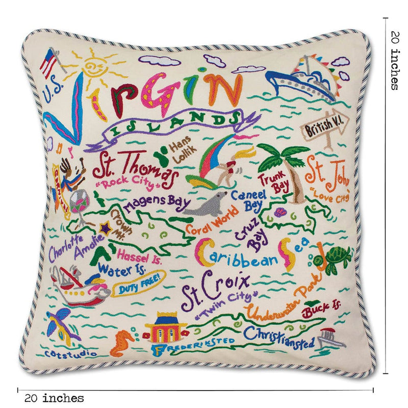 Quirks! Pillows Virgin Islands Hand-Embroidered Pillow