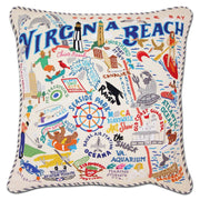 Quirks! Pillows Virginia Beach Hand-Embroidered Pillow by CatStudio