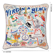 Quirks! Pillows Virginia Beach Hand-Embroidered Pillow by CatStudio