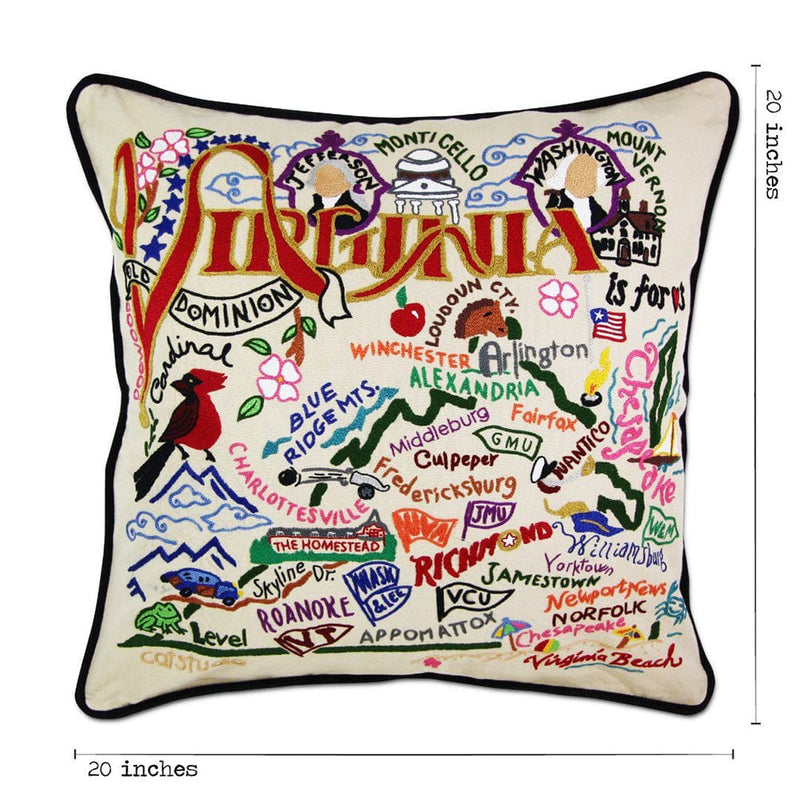 Quirks! Pillows Virginia Hand-Embroidered Pillow