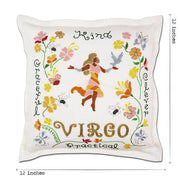 Quirks! Pillows Virgo Astrology Hand-Embroidered Pillow by Cat Studio