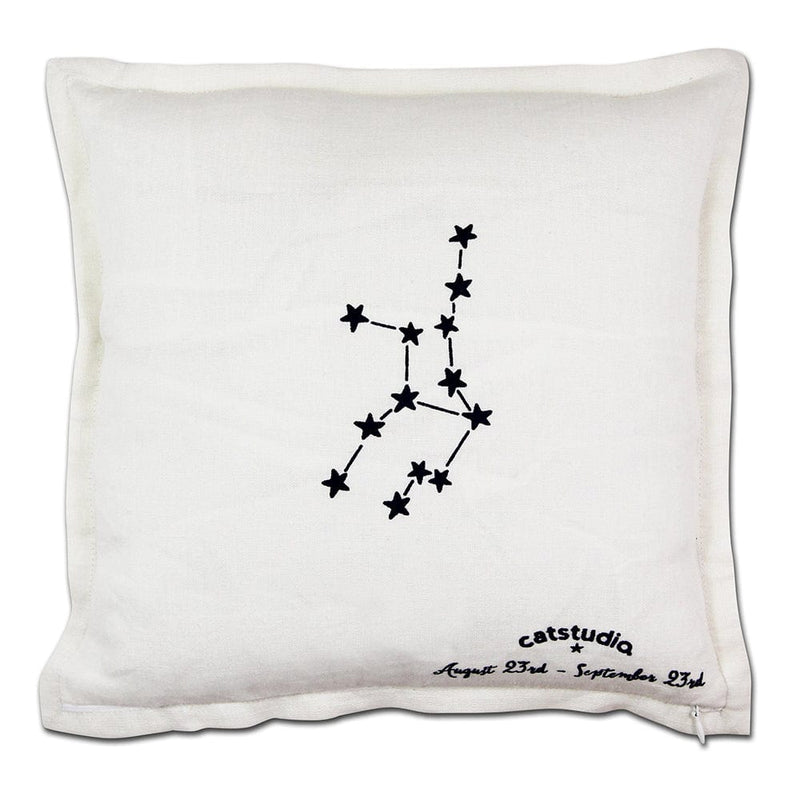 Quirks! Pillows Virgo Astrology Hand-Embroidered Pillow by Cat Studio