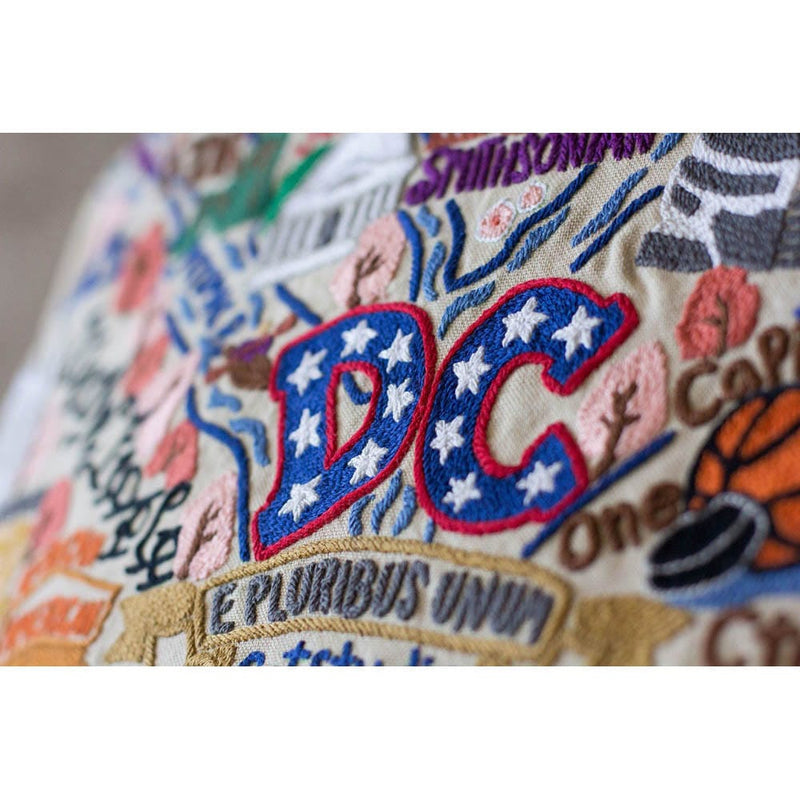 Quirks! Pillows Washington DC Hand-Embroidered Pillow by CatStudio