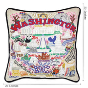 Quirks! Pillows Washington DC Hand-Embroidered Pillow by CatStudio