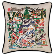 Quirks! Pillows Washington Hand-Embroidered Pillow