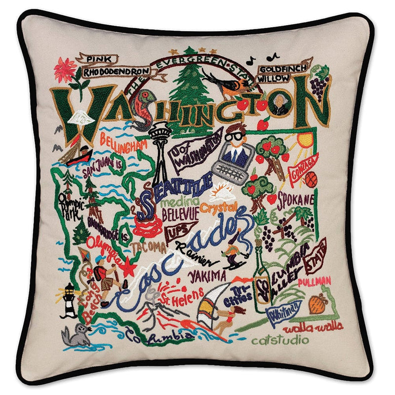 Quirks! Pillows Washington Hand-Embroidered Pillow