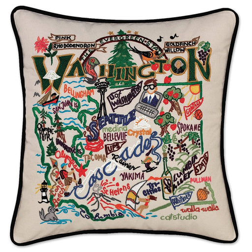 Quirks! Pillows Washington Hand-Embroidered Pillow