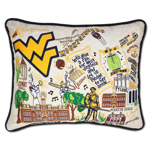 Quirks! Pillows West Virginia University Collegiate Hand-Embroidered Pillow