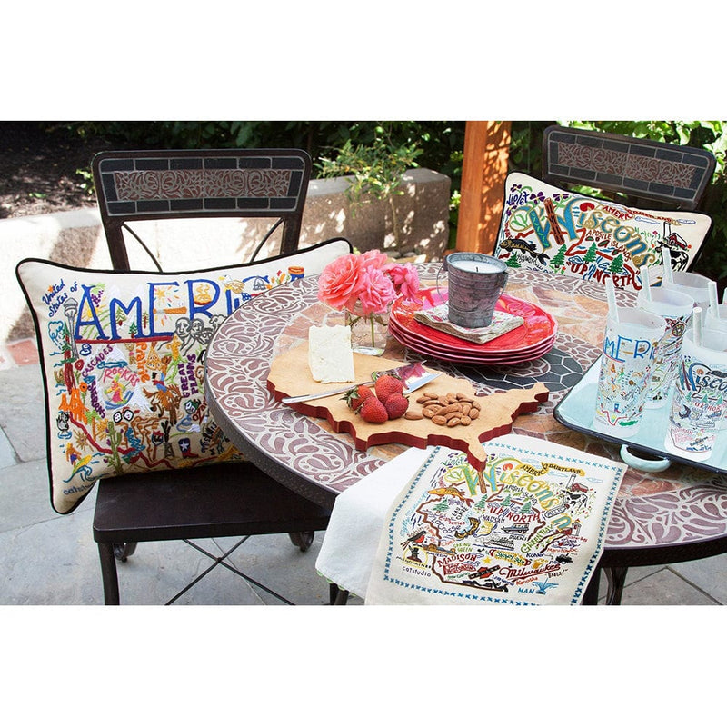 Quirks! Pillows Wisconsin Hand-Embroidered Pillow