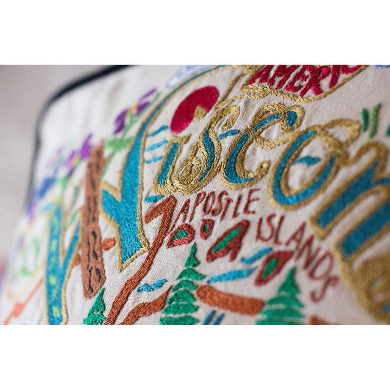 Quirks! Pillows Wisconsin Hand-Embroidered Pillow