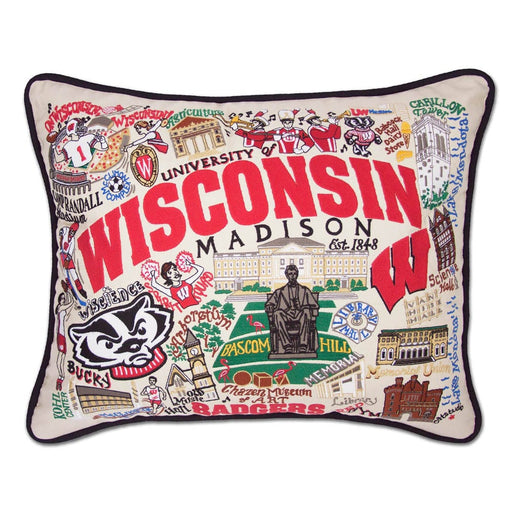Quirks! Pillows Wisconsin, University of Collegiate Embroidered Pillow by CatStudio