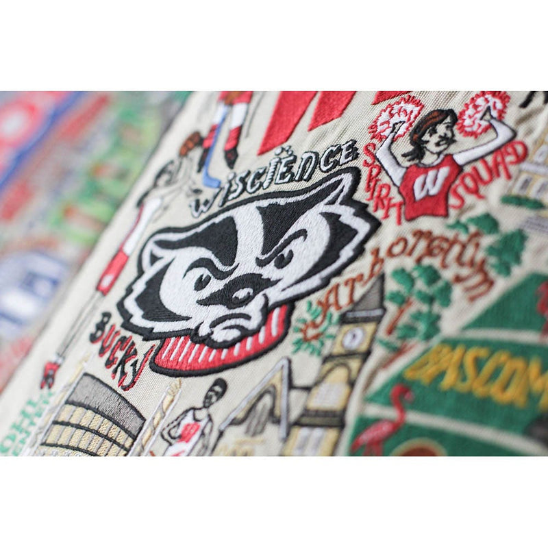 Quirks! Pillows Wisconsin, University of Collegiate Embroidered Pillow by CatStudio