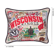 Quirks! Pillows Wisconsin, University of Collegiate Embroidered Pillow by CatStudio