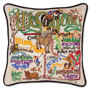Quirks! Pillows Wyoming Hand-Embroidered Pillow