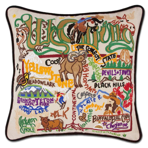 Quirks! Pillows Wyoming Hand-Embroidered Pillow
