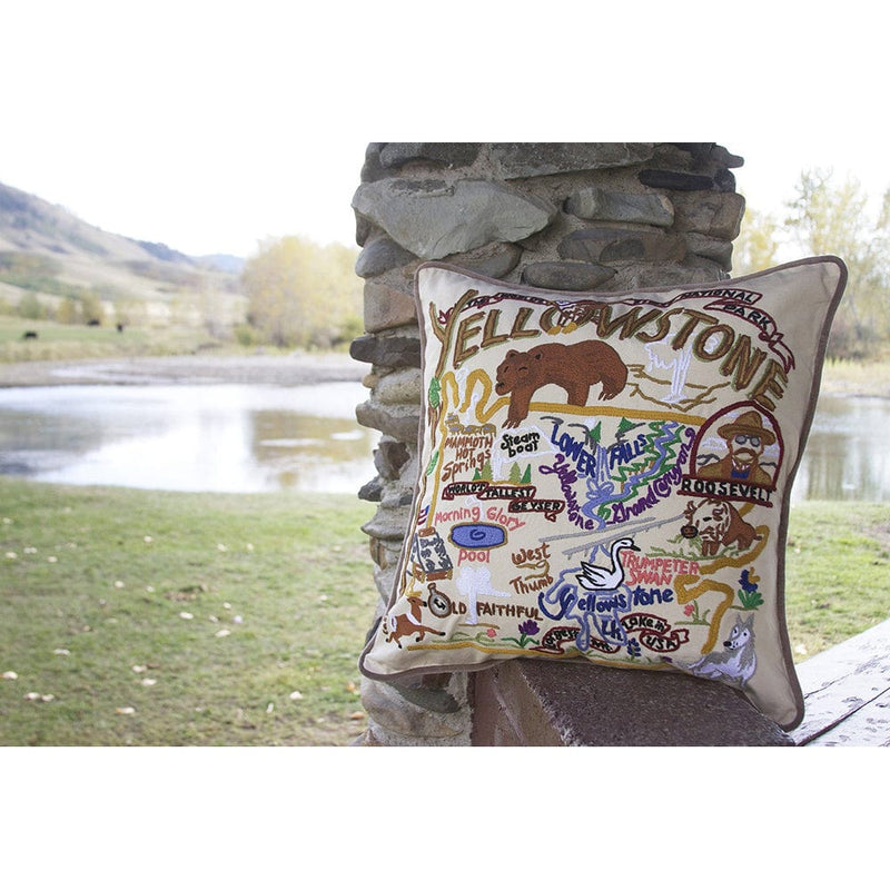 Quirks! Pillows Yellowstone Hand-Embroidered Pillow