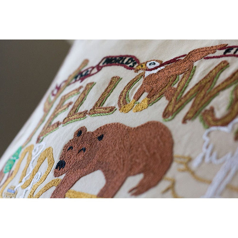 Quirks! Pillows Yellowstone Hand-Embroidered Pillow