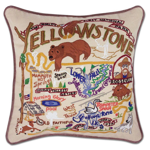 Quirks! Pillows Yellowstone Hand-Embroidered Pillow