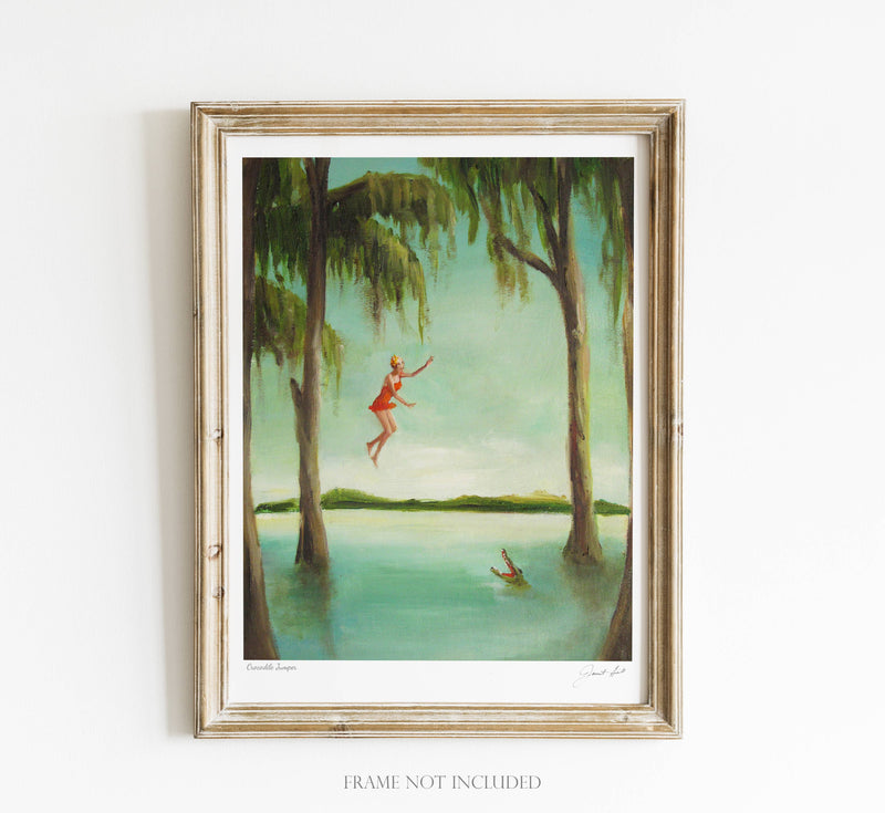 Quirks! Posters, Prints, & Visual Artwork Crocodile Jumper Art Print - 8.5" X 11" by Janet Hill