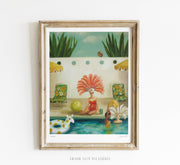 Quirks! Posters, Prints, & Visual Artwork Poolside Art Print - 8.5" X 11" by Janet Hill