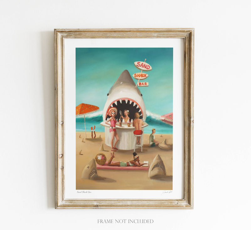 Quirks! Posters, Prints, & Visual Artwork Sand Shark Bar Art Print 8.5"x11" by Janet Hill