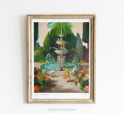 Quirks! Posters, Prints, & Visual Artwork Selfie At The Mermaid Public Fountain Art Print - 8.5" X 11" by Janet Hill