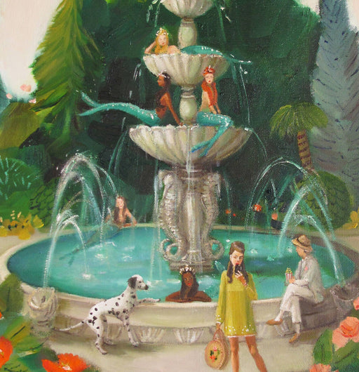 Quirks! Posters, Prints, & Visual Artwork Selfie At The Mermaid Public Fountain Art Print - 8.5" X 11" by Janet Hill