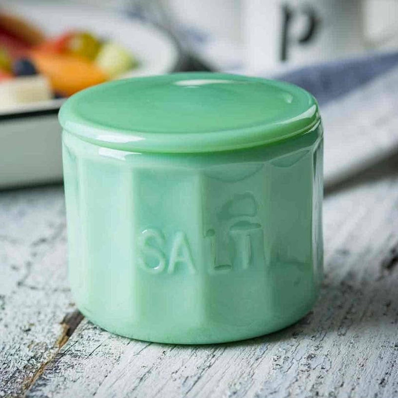 Quirks! salt cellar Jadeite Glass Collection Salt Cellar With Lid