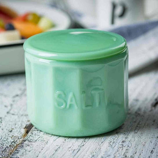 Quirks! salt cellar Jadeite Glass Collection Salt Cellar With Lid