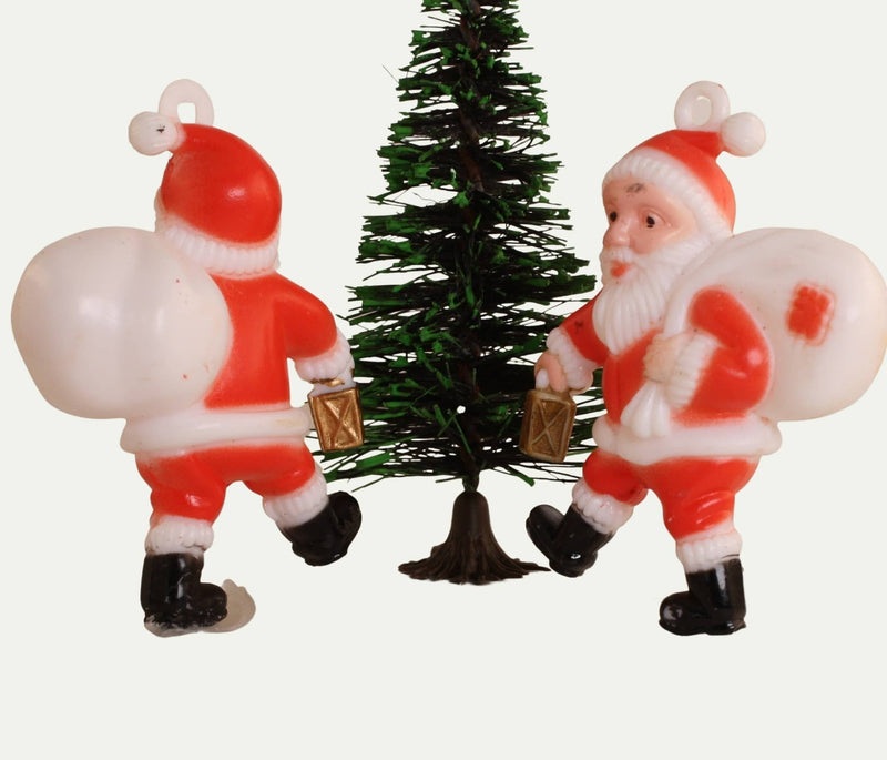 Quirks! Santa - 2.25" Tall - Set of 2 - 1960s Retro Style
