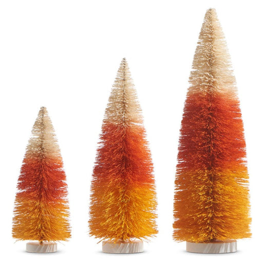 Quirks! Seasonal Decor 15" Candy Corn Bottle Brush Trees Set/3