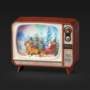 Quirks! Seasonal Decor 6.75" Lighted Swirl Retro TV Santa
