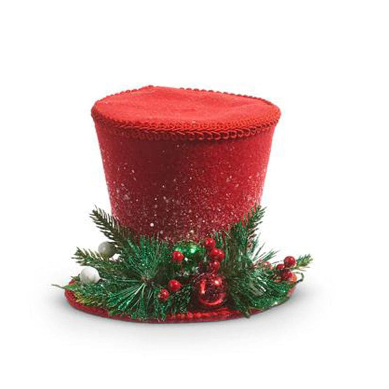Quirks! Seasonal Decor 7" Red Top Hat Ornament by Raz Imports