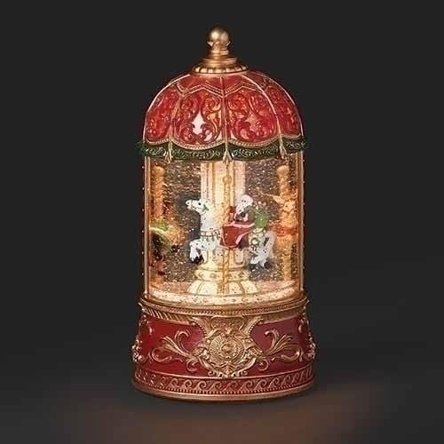 Quirks! Seasonal Decor 9" Musical LED Santa Carousel Swirl