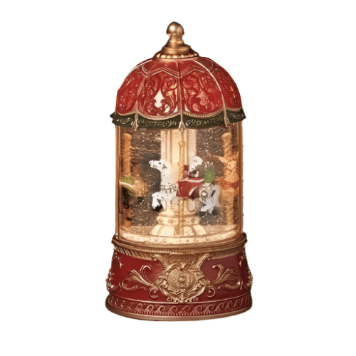 Quirks! Seasonal Decor 9" Musical LED Santa Carousel Swirl