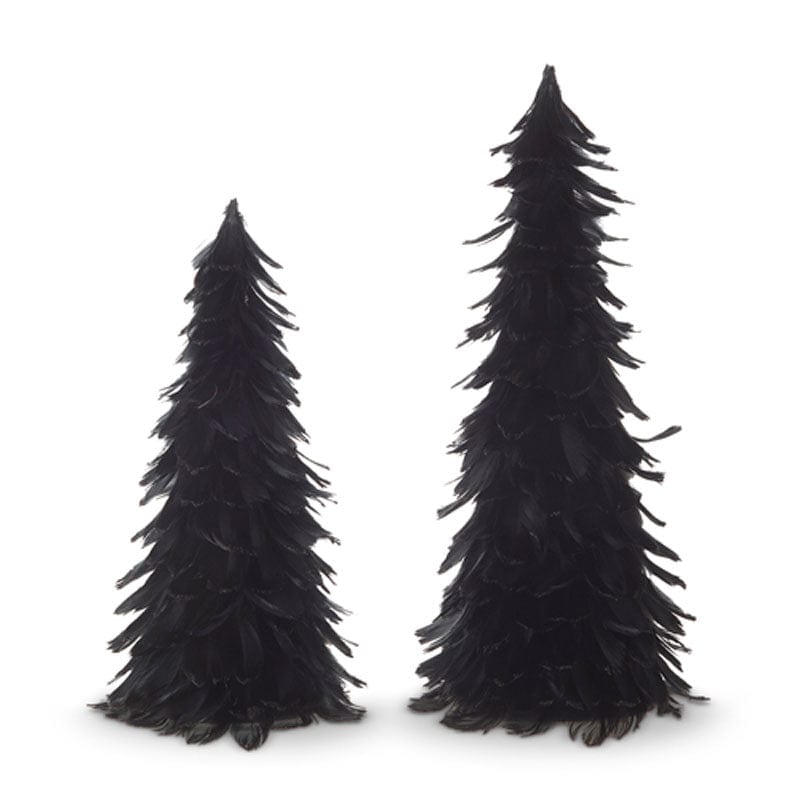 Quirks! Seasonal Decor Black Feather Trees Set of 2