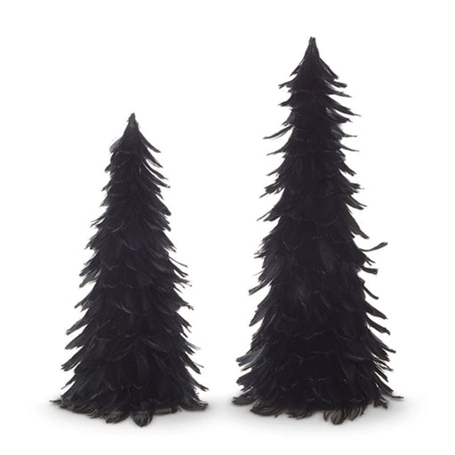Quirks! Seasonal Decor Black Feather Trees Set of 2
