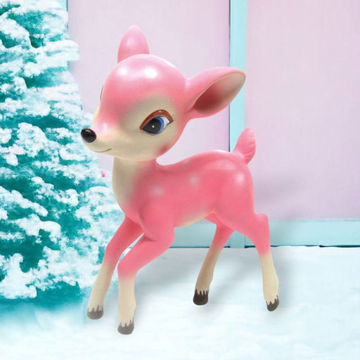Quirks! Seasonal Decor, Christmas 12" Pink Retro Standing Deer by December Diamonds