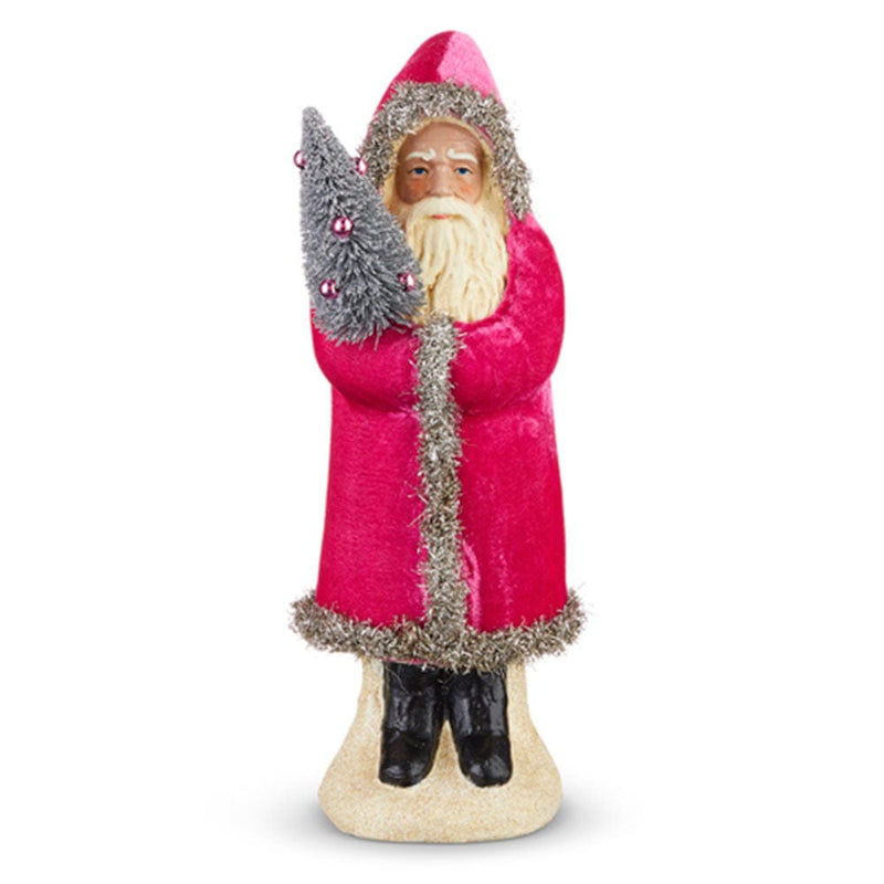 Quirks! Seasonal Decor, Christmas 12" Pink Velvet Belsnickel Santa Figure