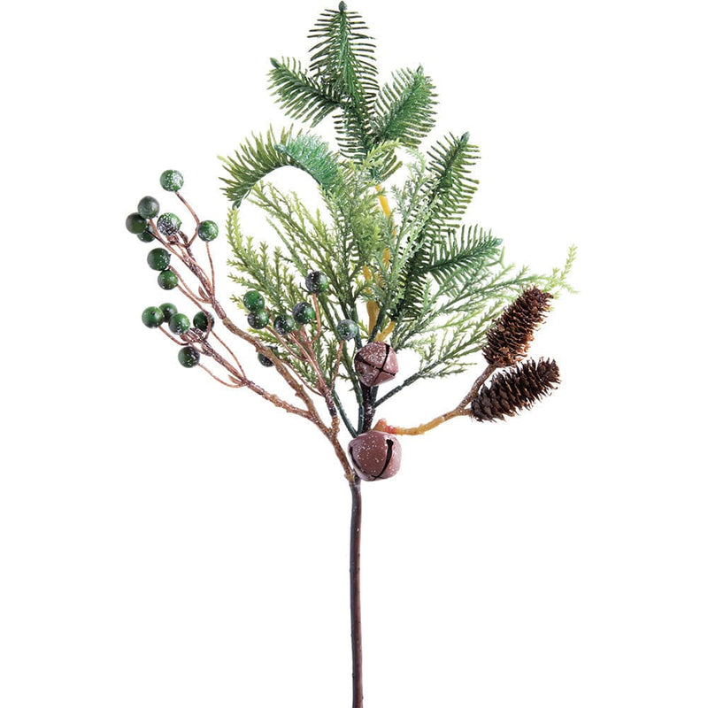 Quirks! Seasonal Decor, Christmas 18" Pine Bells Berry Pick SET OF 12