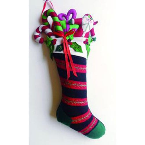 Quirks! Seasonal Decor, Christmas 25" Black Stocking w/Santa & Gifts Decor