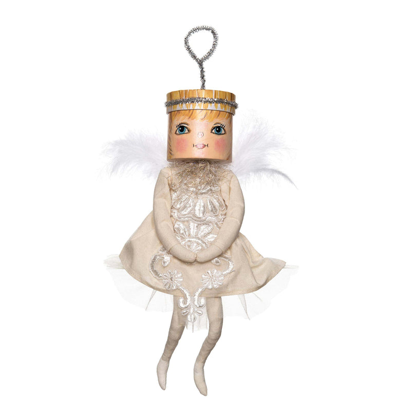 Quirks! Seasonal Decor, Christmas Angelisa Gathered Traditions Box Head Art Doll