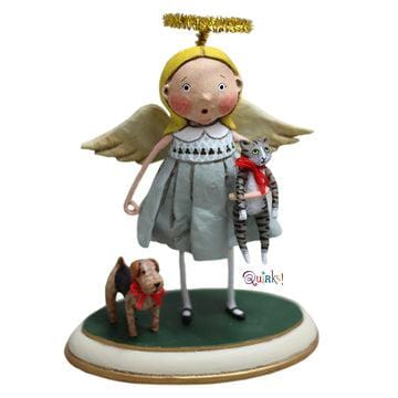 Quirks! Seasonal Decor, Christmas Animal Keeper Angel Figurine by Lori Mitchell