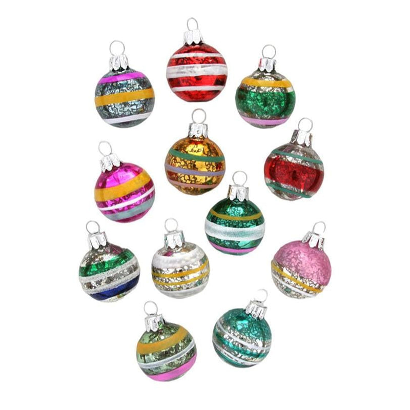 Quirks! Seasonal Decor, Christmas Assortment of 12 Painted Glass Balls by Cody Foster